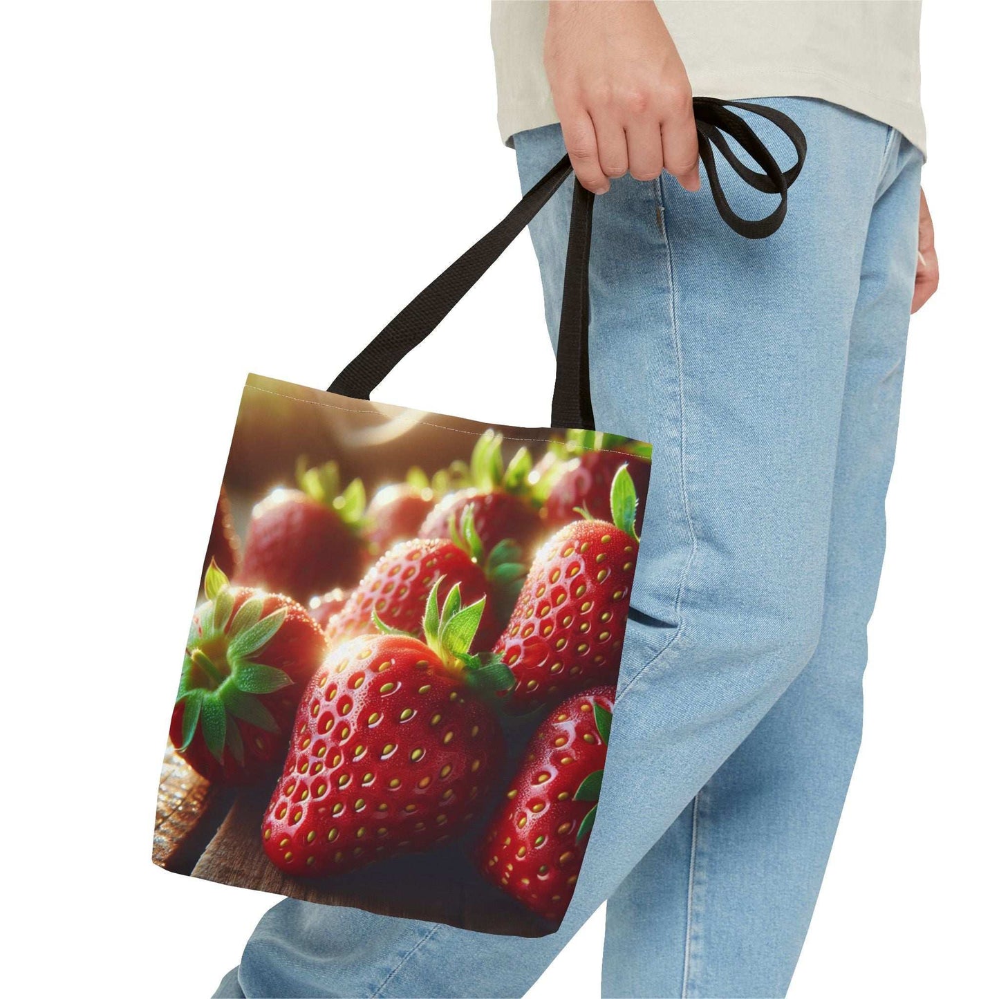 Strawberry Print Tote Bag - Perfect for Farmers' Markets and Everyday Use