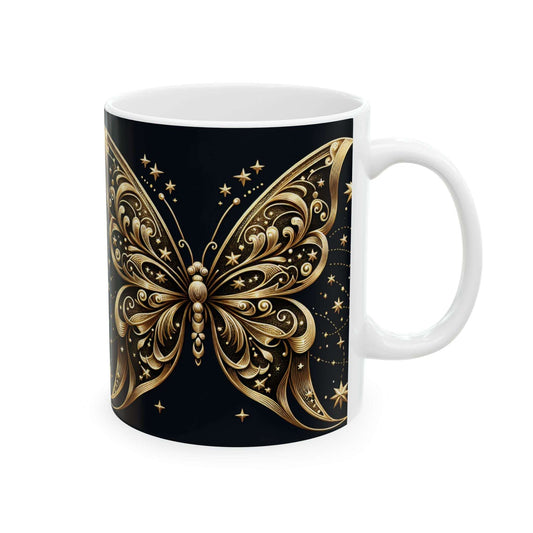 Elegant Gold Starburst Ceramic Mug - 11oz