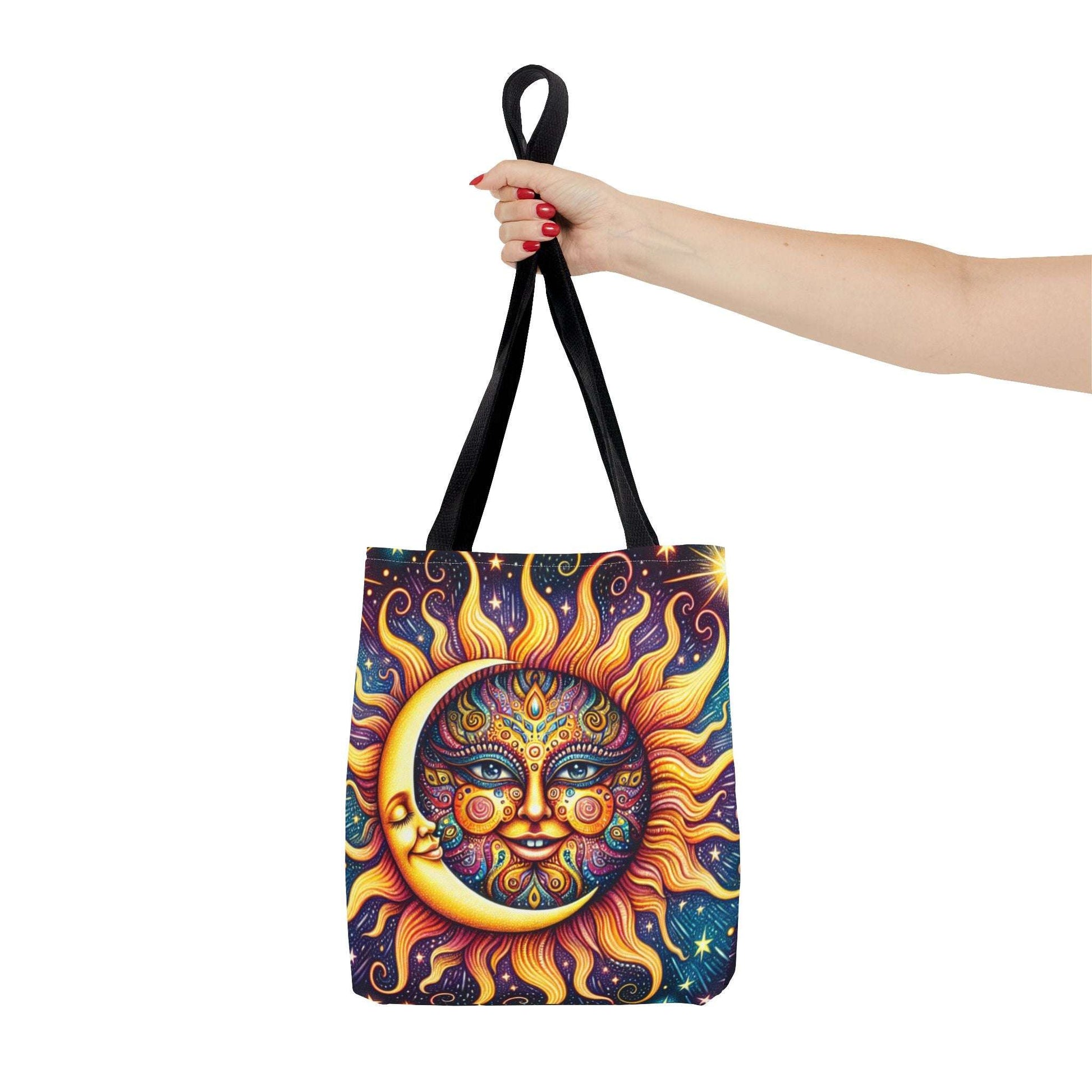 Bohemian Sun and Moon Tote Bag - Colorful Cosmic Design for Eco-Friendly Living