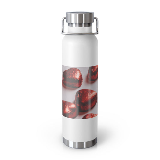 Artistic Copper Vacuum Insulated Water Bottle - 22oz with Vibrant Red Design