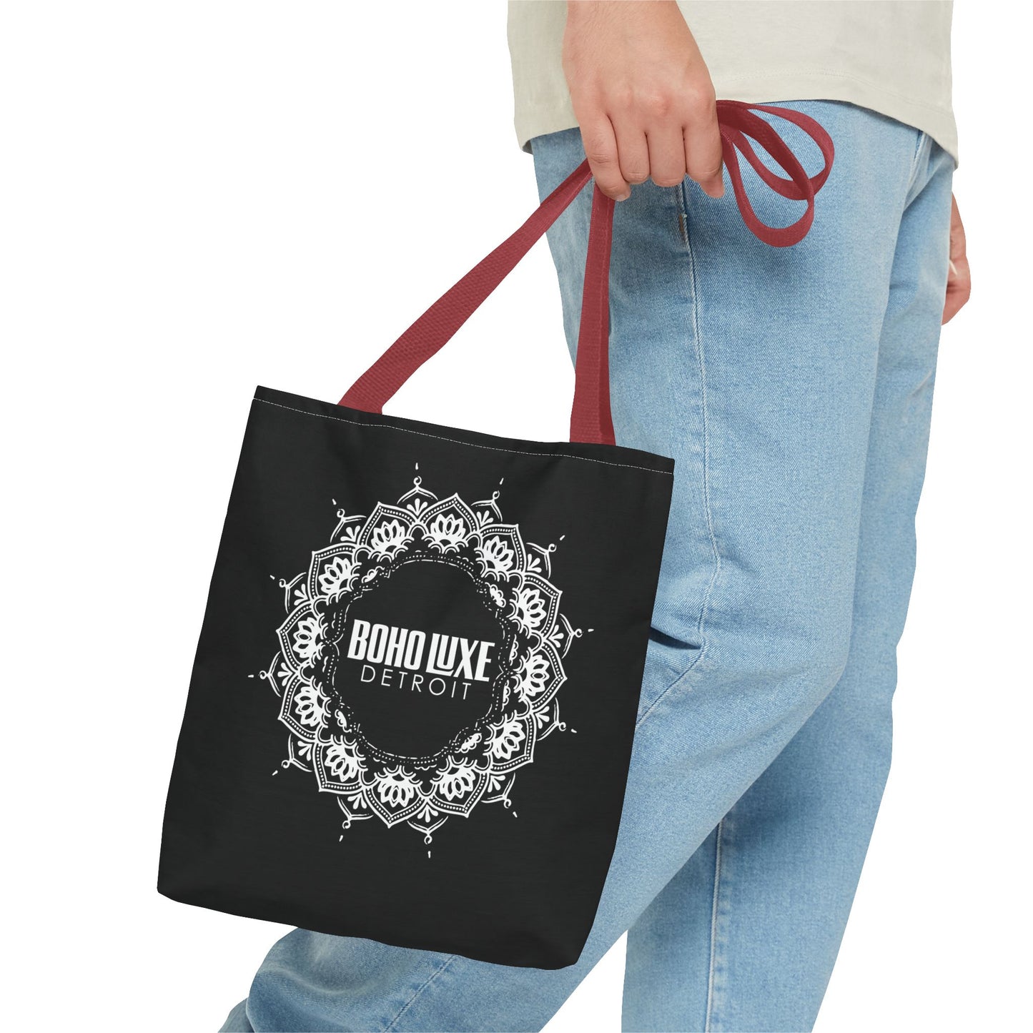 Boho Luxe Detroit Tote Bag - Stylish Everyday Black Canvas Bag