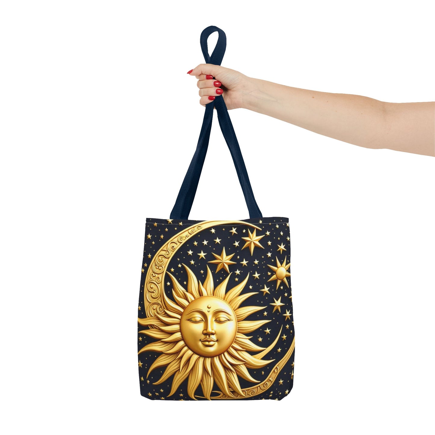 Celestial Sun Tote Bag - Golden Sun & Stars Design