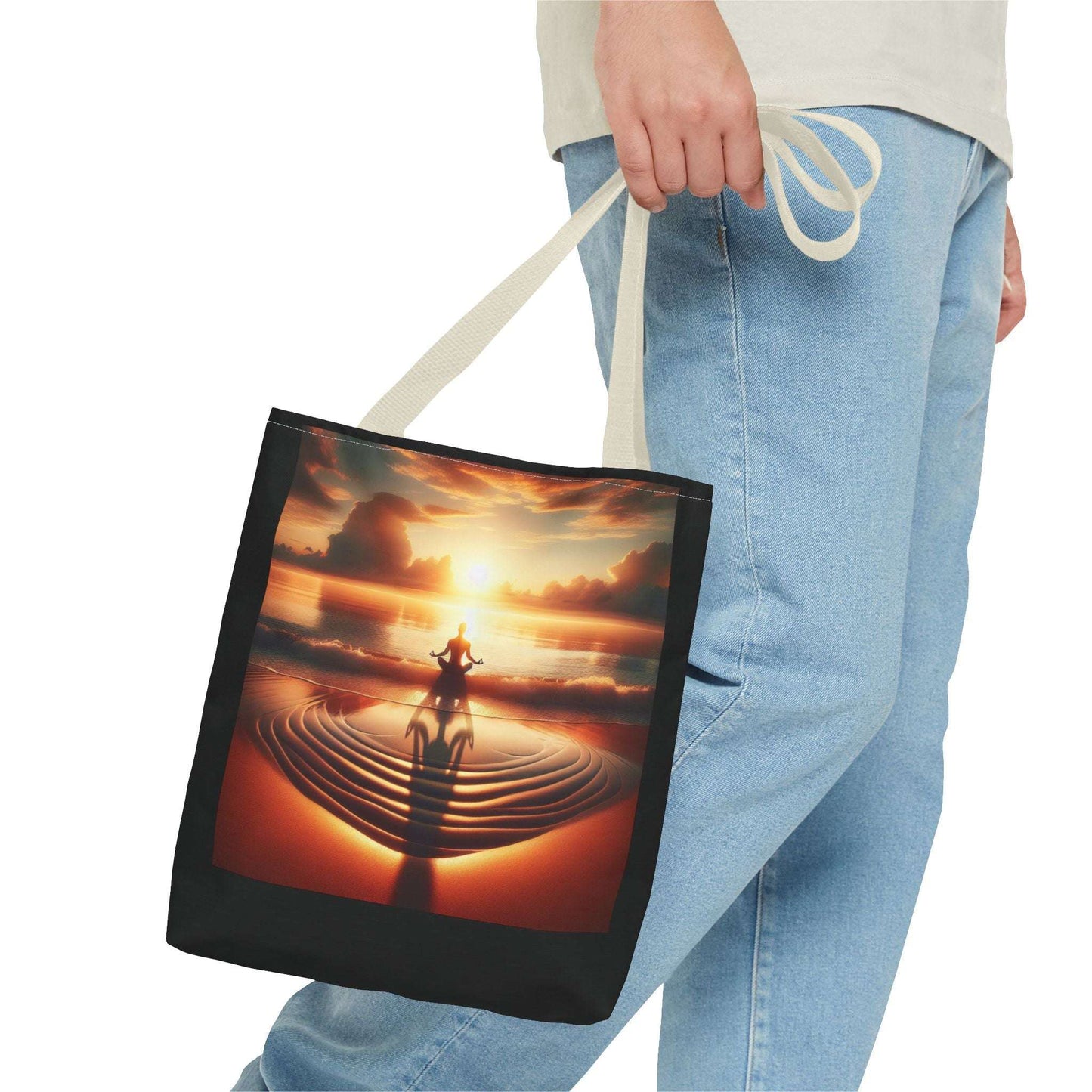 Meditation Sunset Tote Bag - Inspirational Beach Vibe