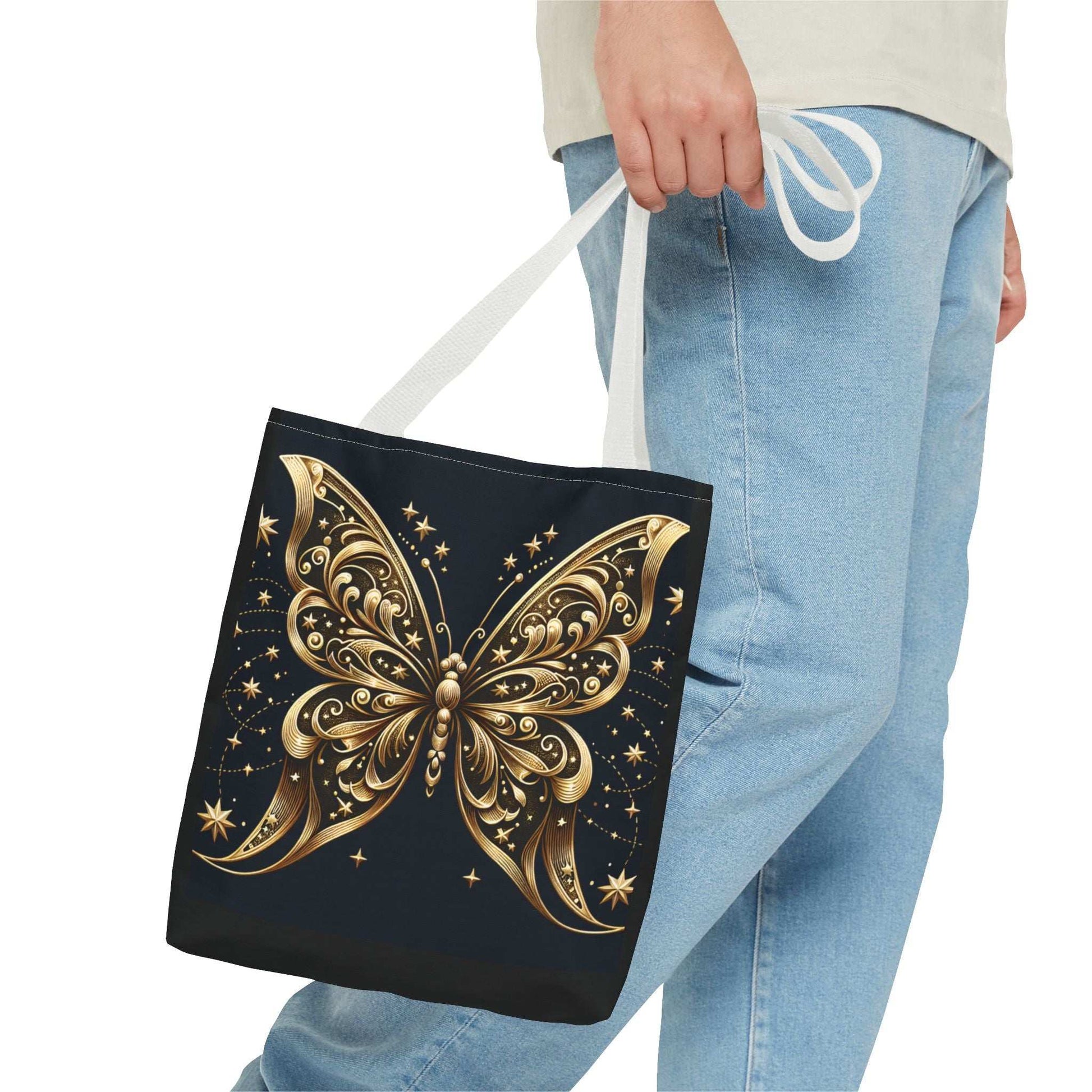 Elegant Golden Butterfly Tote Bag - Perfect for Nature Lovers and Everyday Use