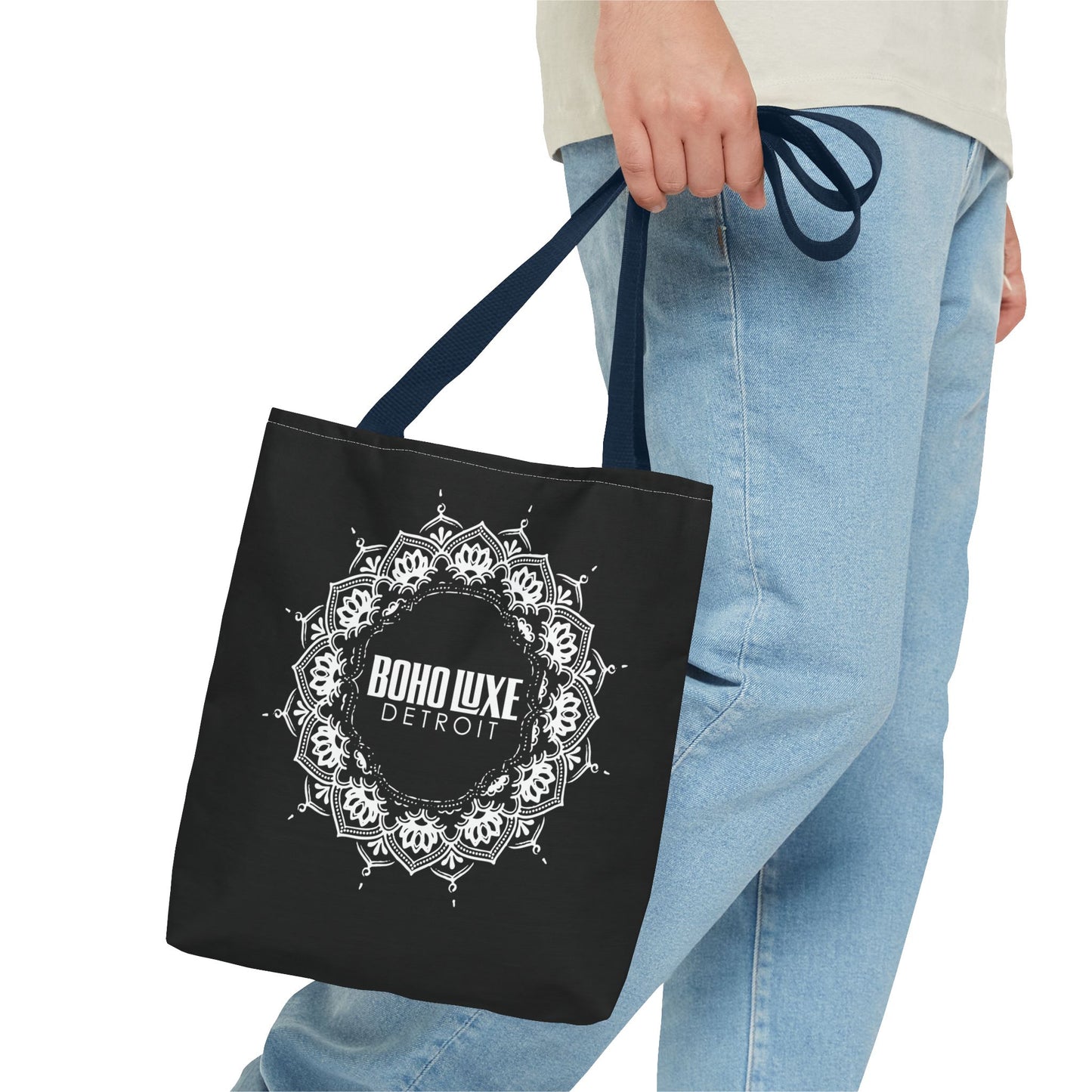 Boho Luxe Detroit Tote Bag - Stylish Everyday Black Canvas Bag