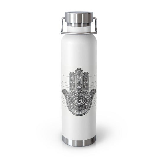 Bohemian Copper Vacuum Insulated Water Bottle - 22oz with Hamsa Design