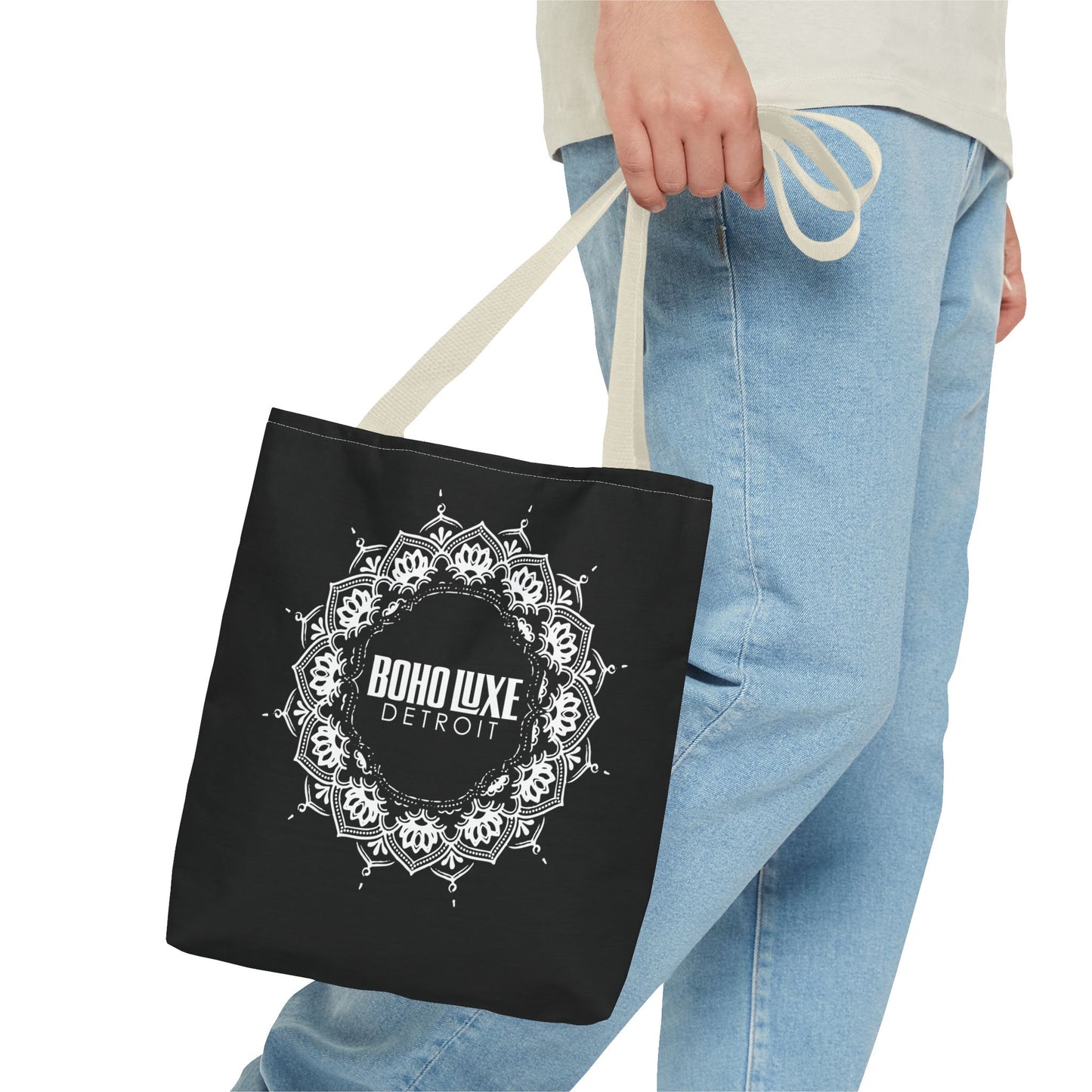 Boho Luxe Detroit Tote Bag - Stylish Everyday Black Canvas Bag