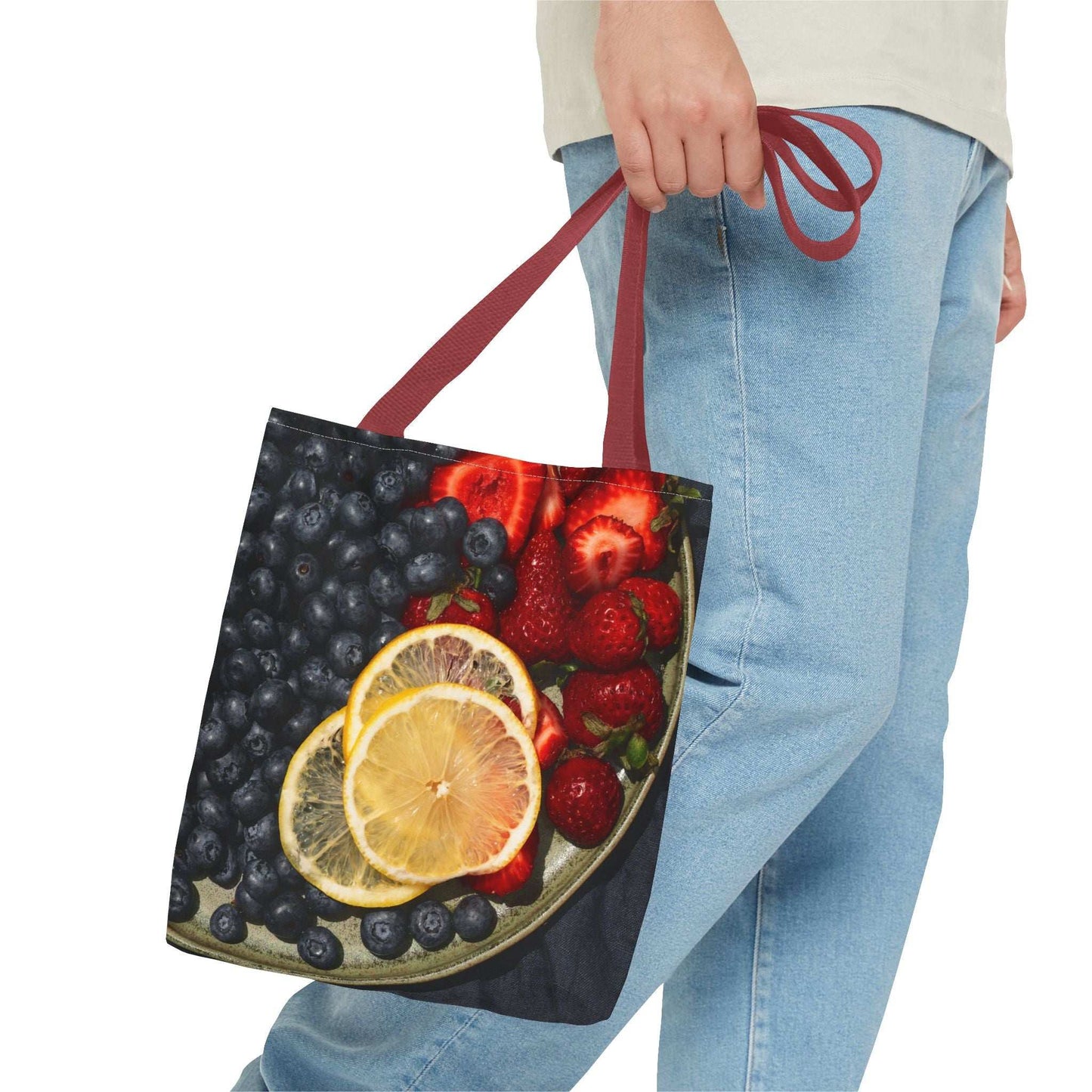 Colorful Fruit Print Tote Bag - Fresh & Fun for Everyday Use