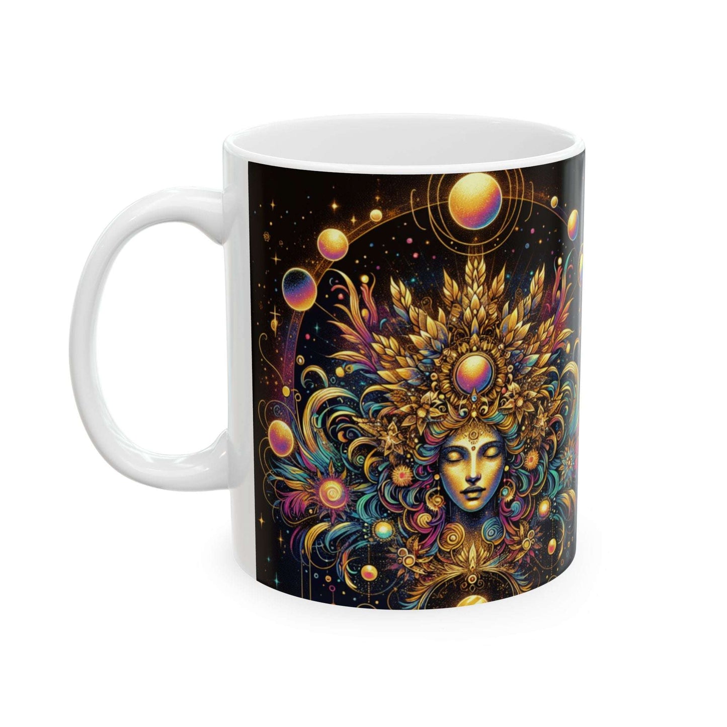 Colorful Cosmic Floral Ceramic Mug - 11oz , Perfect for Tea Lovers & Gift Giving