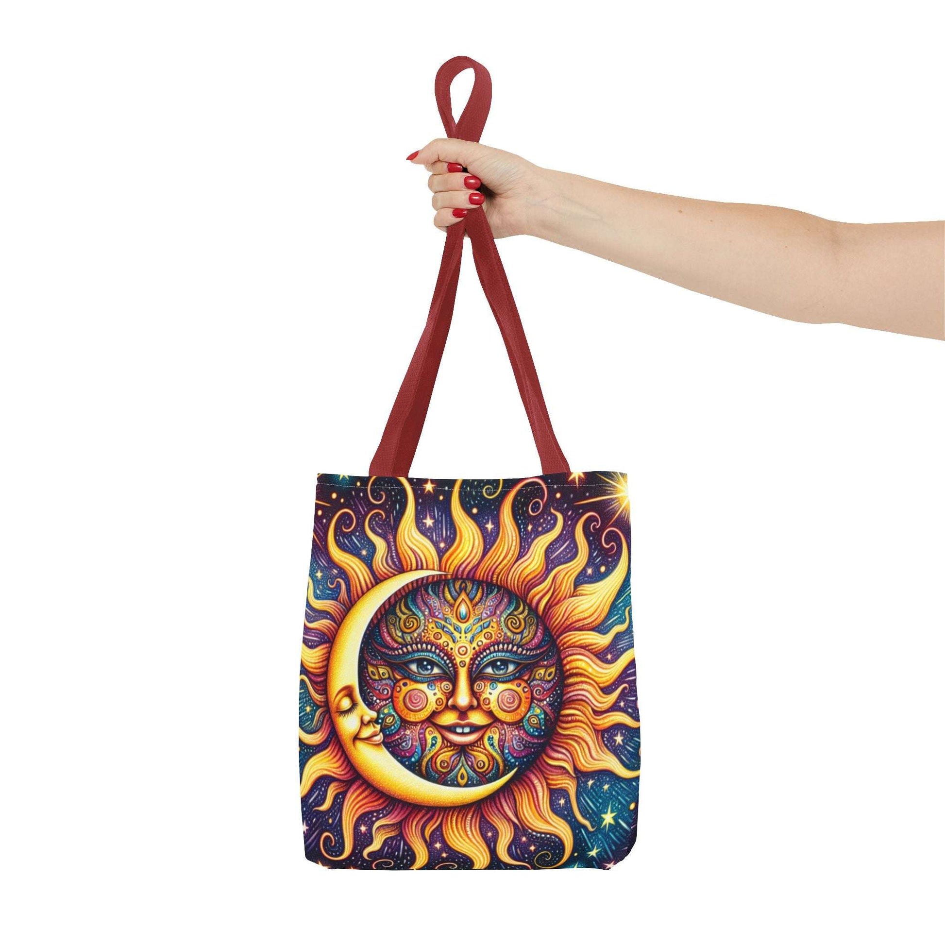 Bohemian Sun and Moon Tote Bag - Colorful Cosmic Design for Eco-Friendly Living