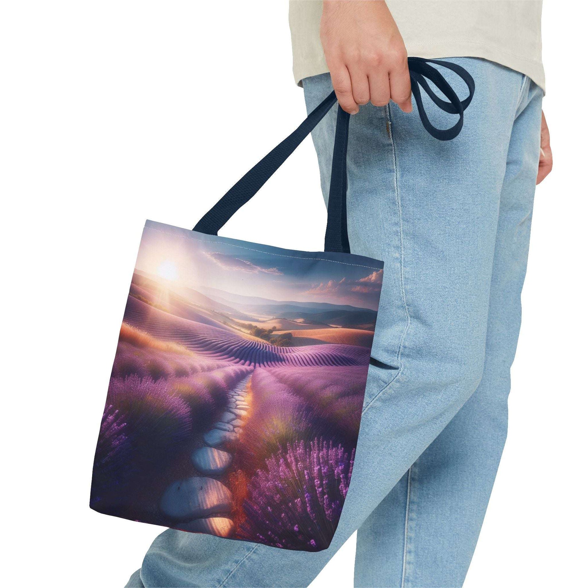 Lavender Fields Tote Bag - Scenic Floral Design for Everyday Use