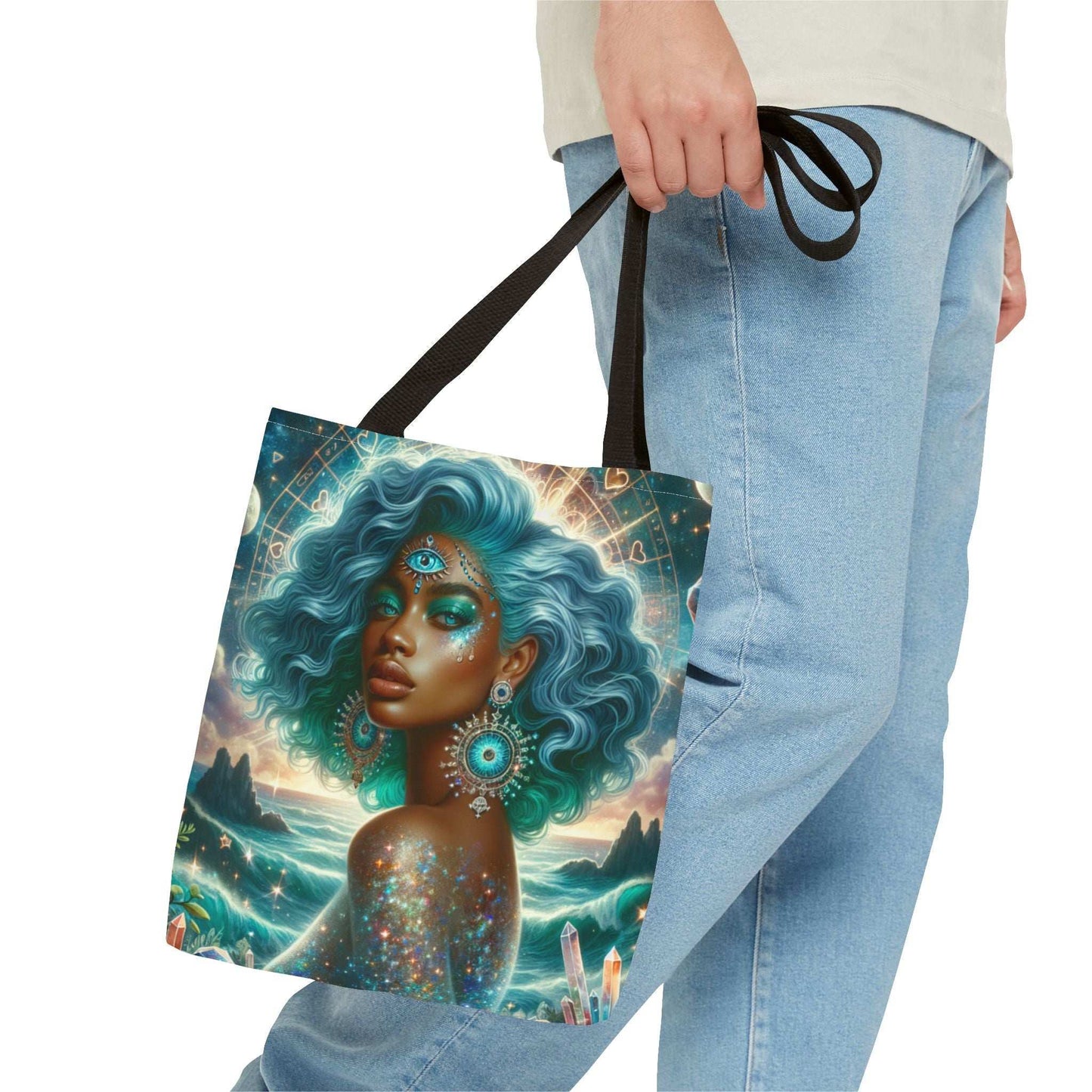 Cosmic Goddess Tote Bag - Bohemian Chic Design for Everyday Use