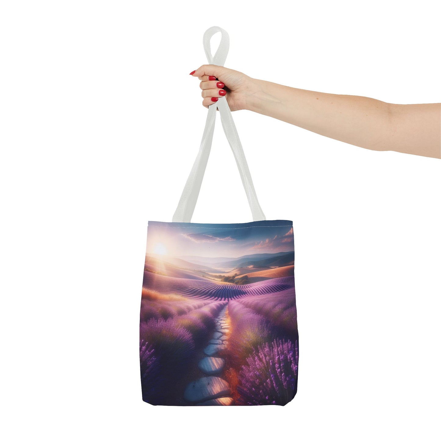 Lavender Fields Tote Bag - Scenic Floral Design for Everyday Use