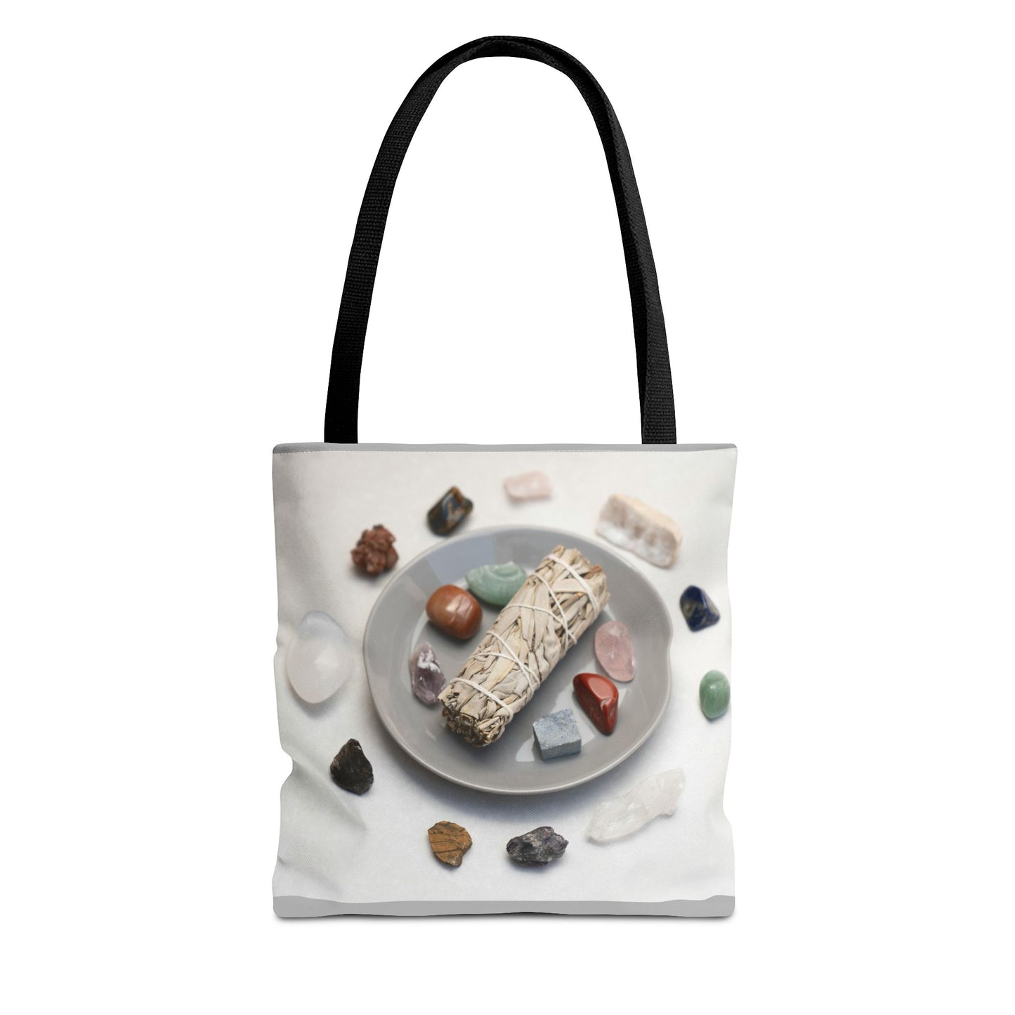 Crystal Healing Tote Bag - Mindful Sage and Gemstone Design