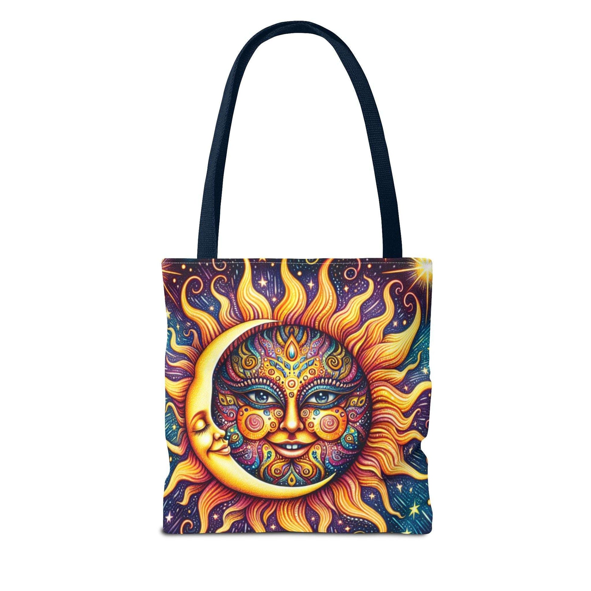 Bohemian Sun and Moon Tote Bag - Colorful Cosmic Design for Eco-Friendly Living