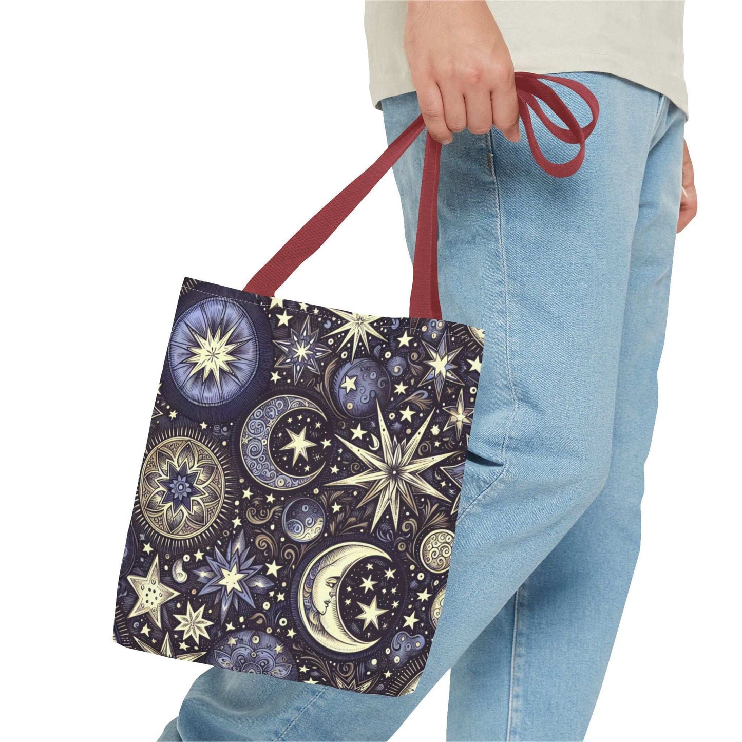 Cosmic Stars and Moons Tote Bag - Celestial Design for Astrology Lovers