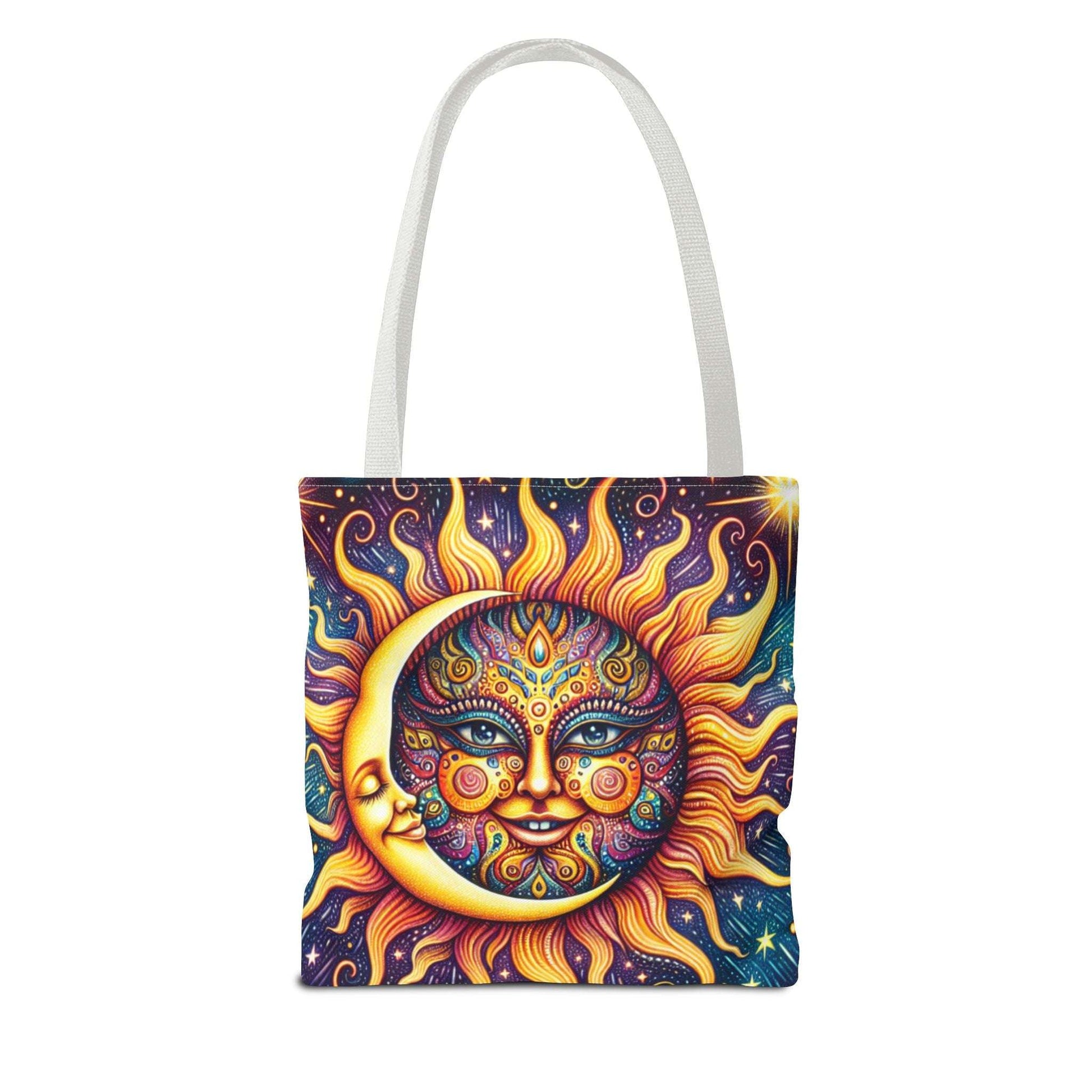 Bohemian Sun and Moon Tote Bag - Colorful Cosmic Design for Eco-Friendly Living