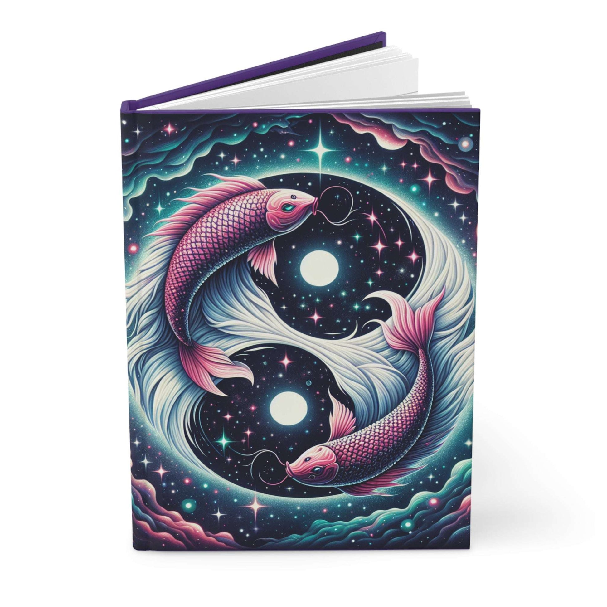 Cosmic Pisces Hardcover Journal - Inspired by Koi Fish Art