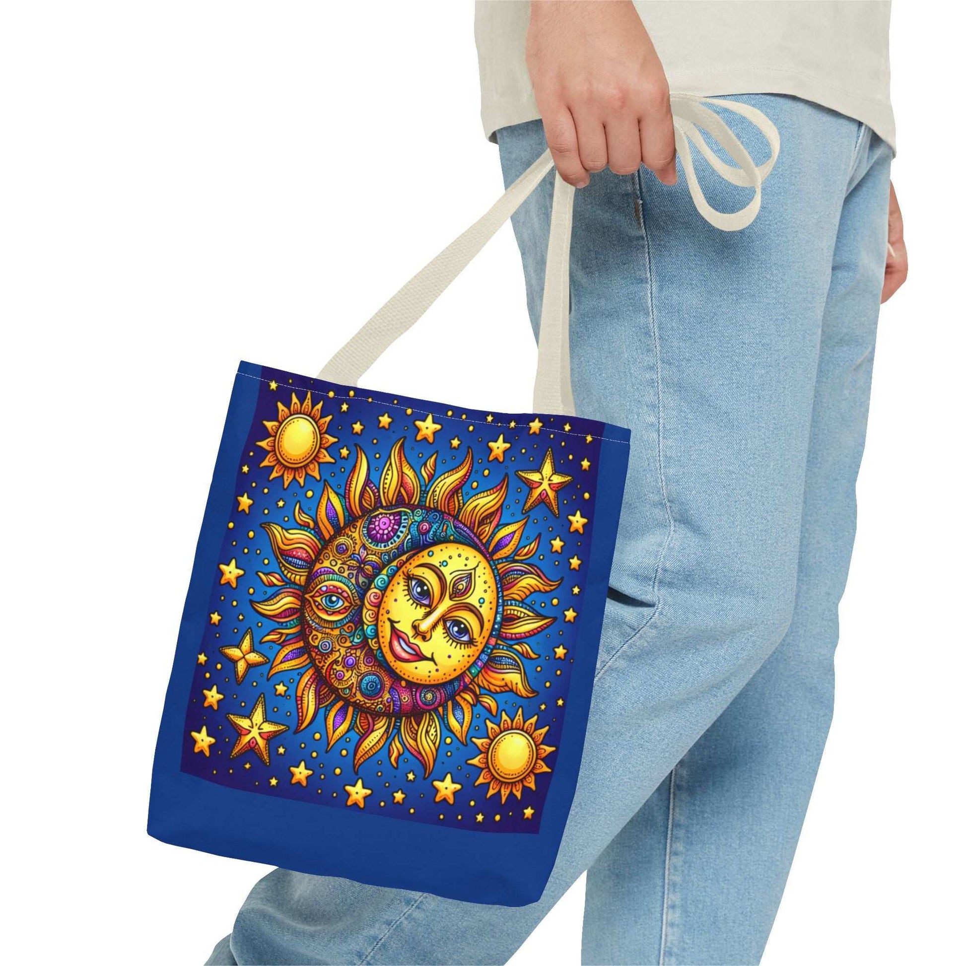 Sun and Moon Boho Tote Bag – Colorful Celestial Design for Every Occasion