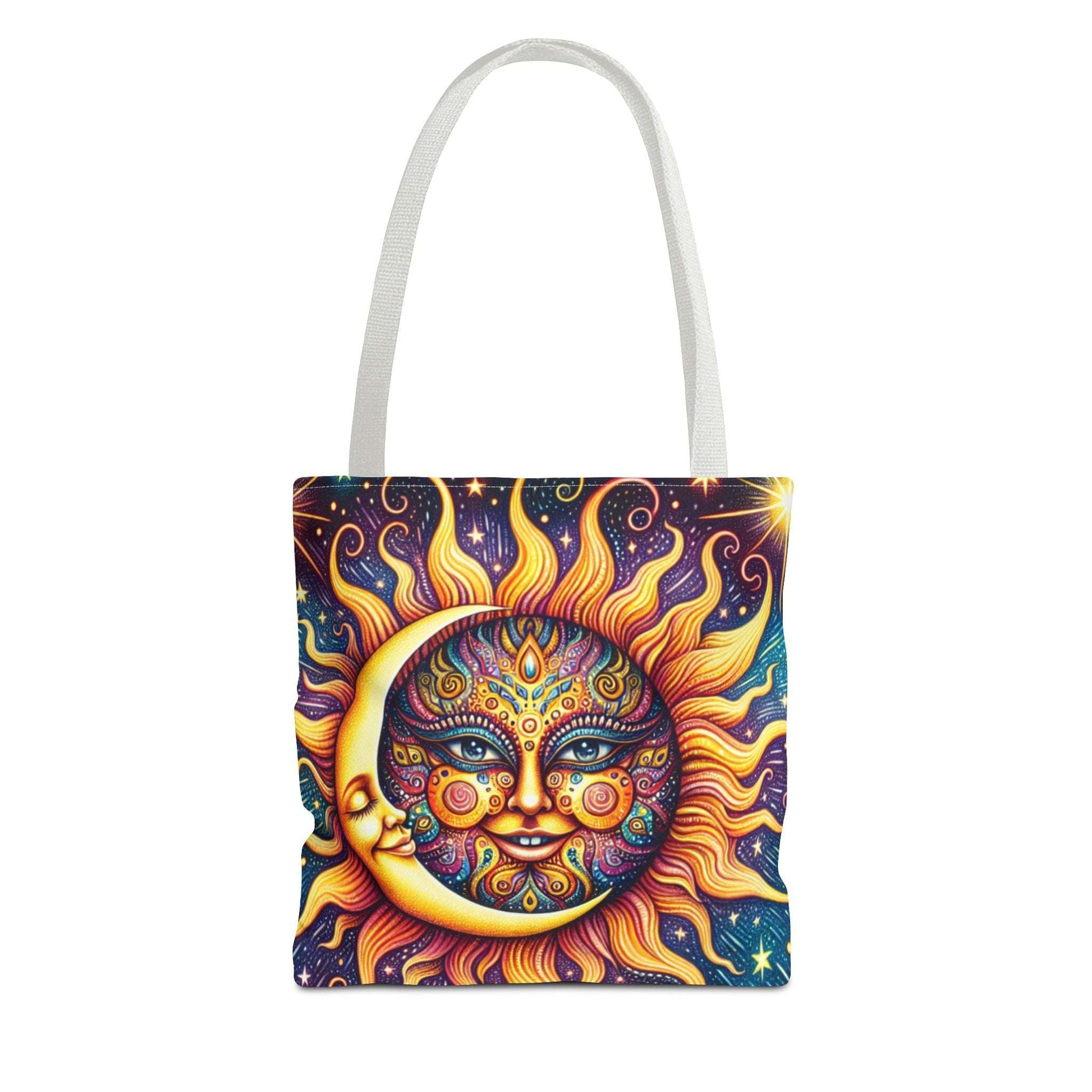 Bohemian Sun and Moon Tote Bag - Colorful Cosmic Design for Eco-Friendly Living