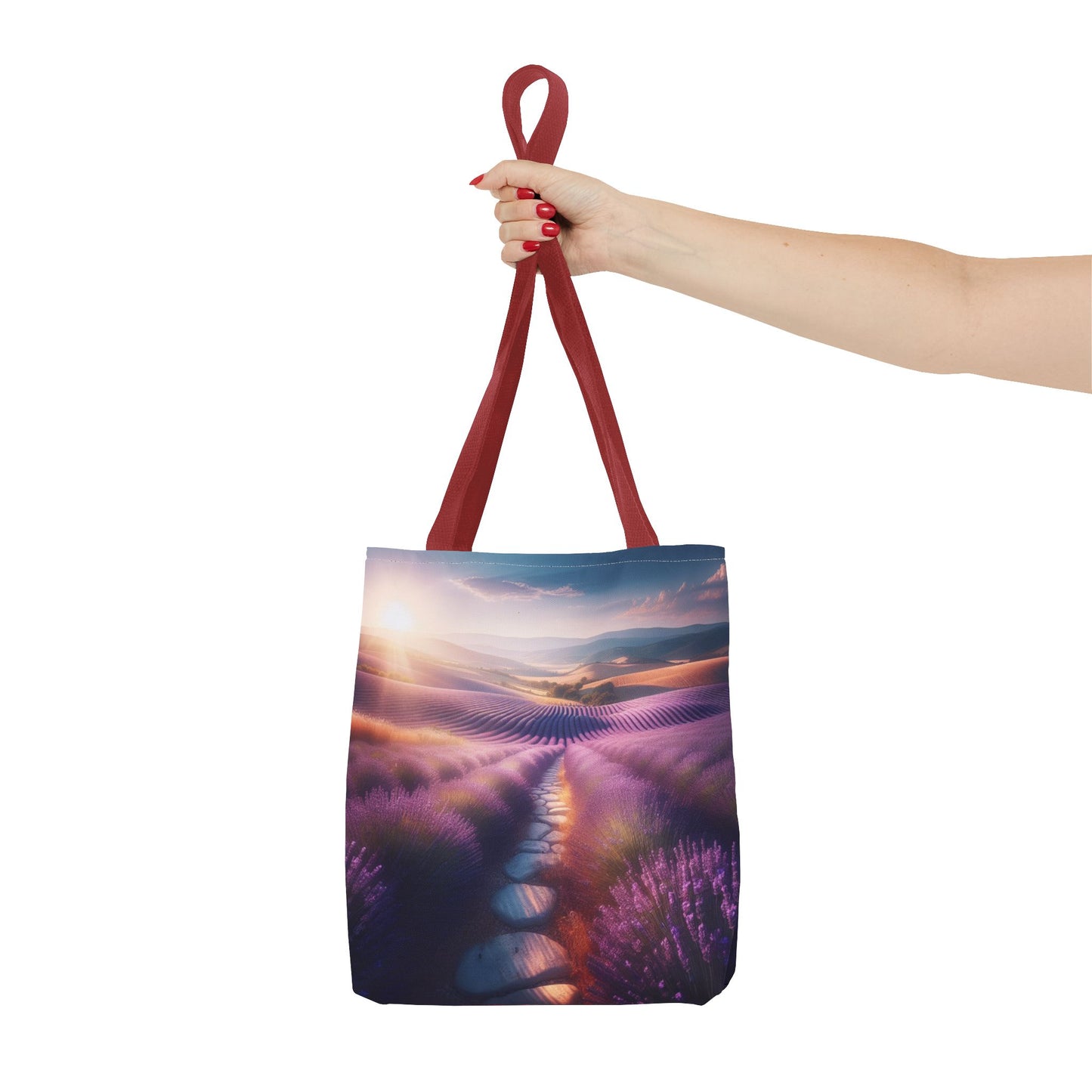 Lavender Fields Tote Bag - Scenic Floral Design for Everyday Use