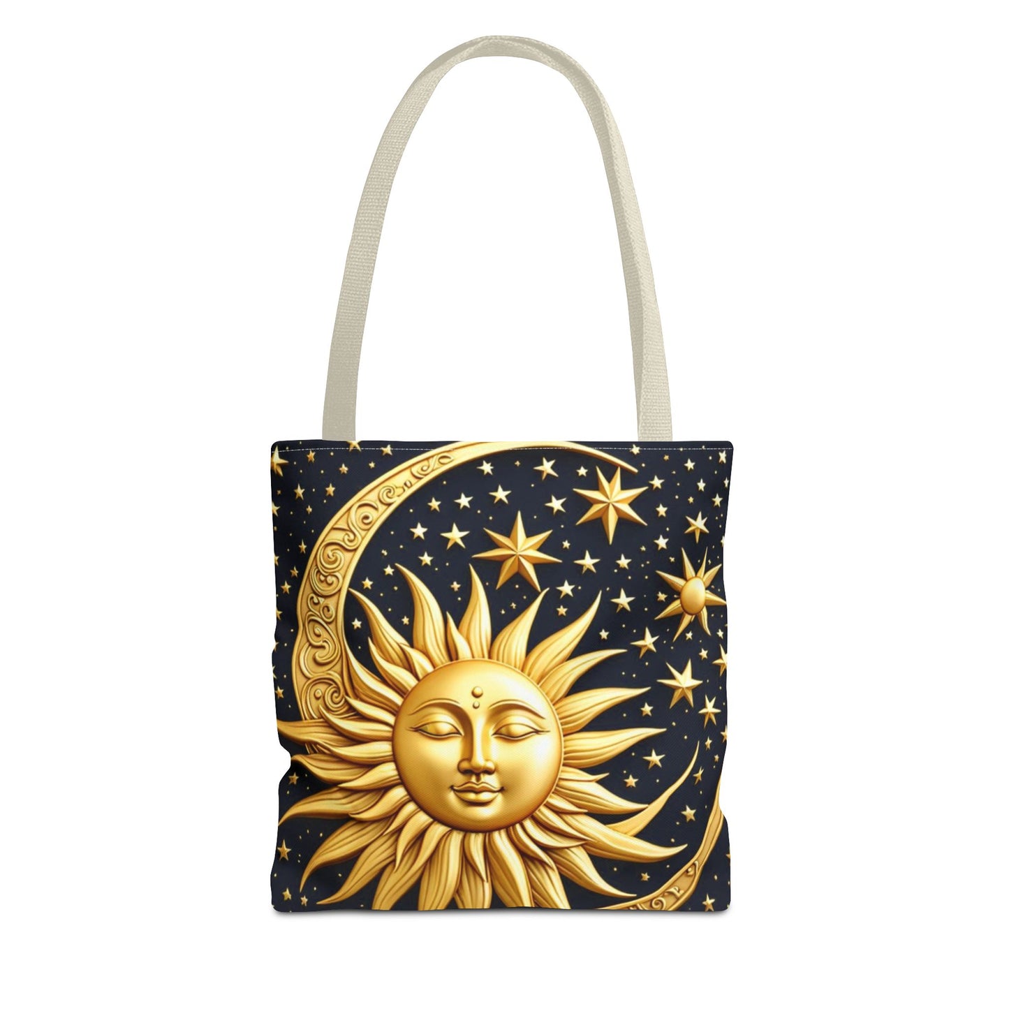 Celestial Sun Tote Bag - Golden Sun & Stars Design