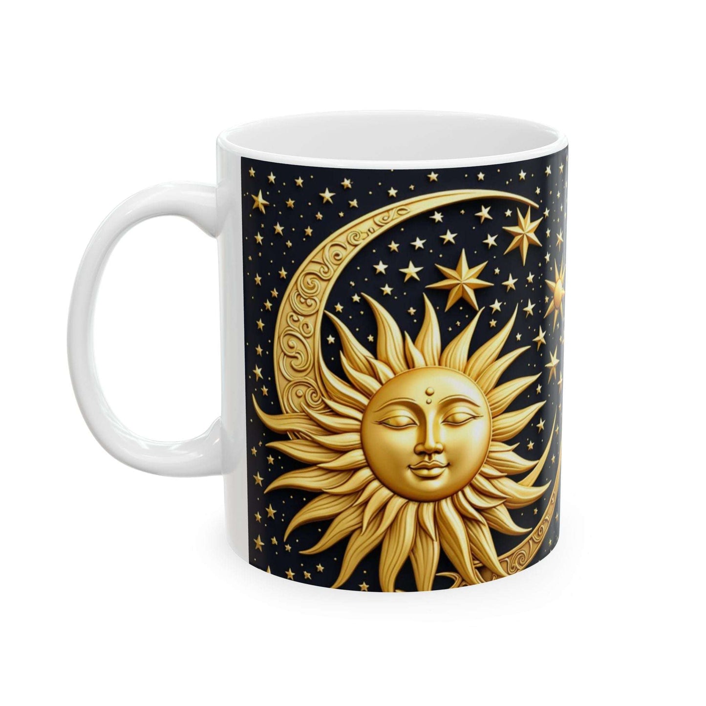 Celestial Sun and Moon Ceramic Mug - 11oz  - Cosmic Drinkware for Astrology Lovers