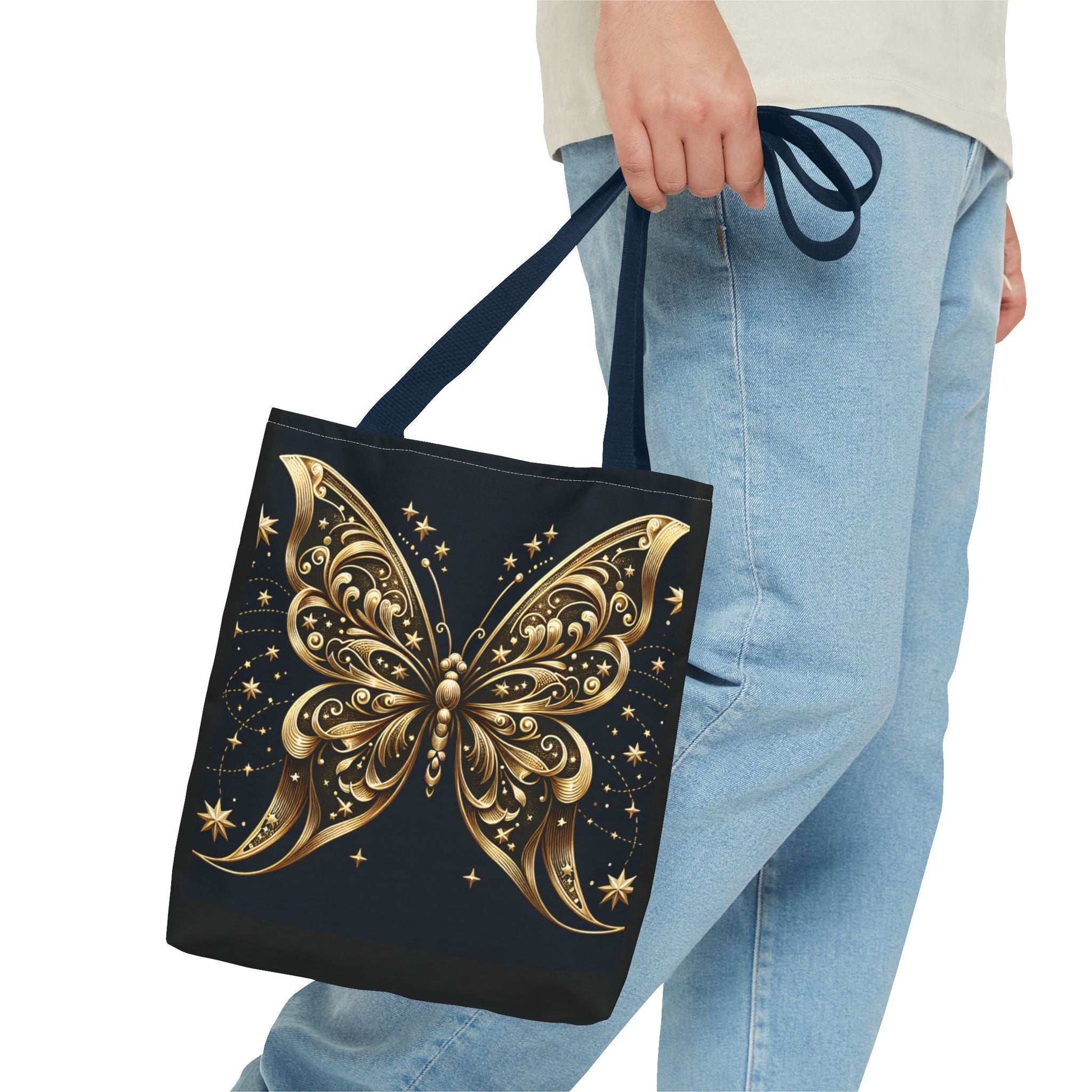 Elegant Golden Butterfly Tote Bag - Perfect for Nature Lovers and Everyday Use