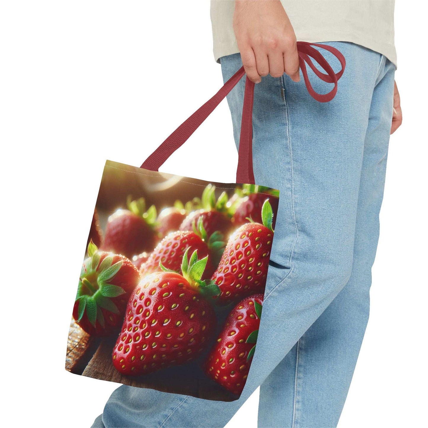 Strawberry Print Tote Bag - Perfect for Farmers' Markets and Everyday Use