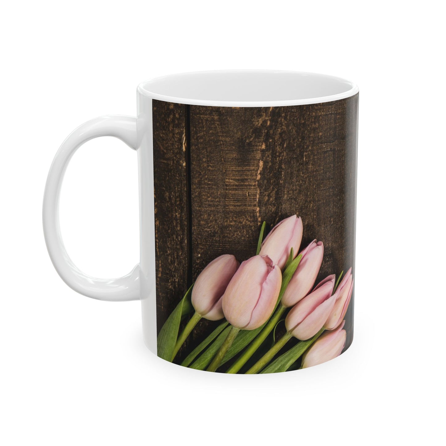 Elegant Pink Tulip Mug, (11oz, 15oz)