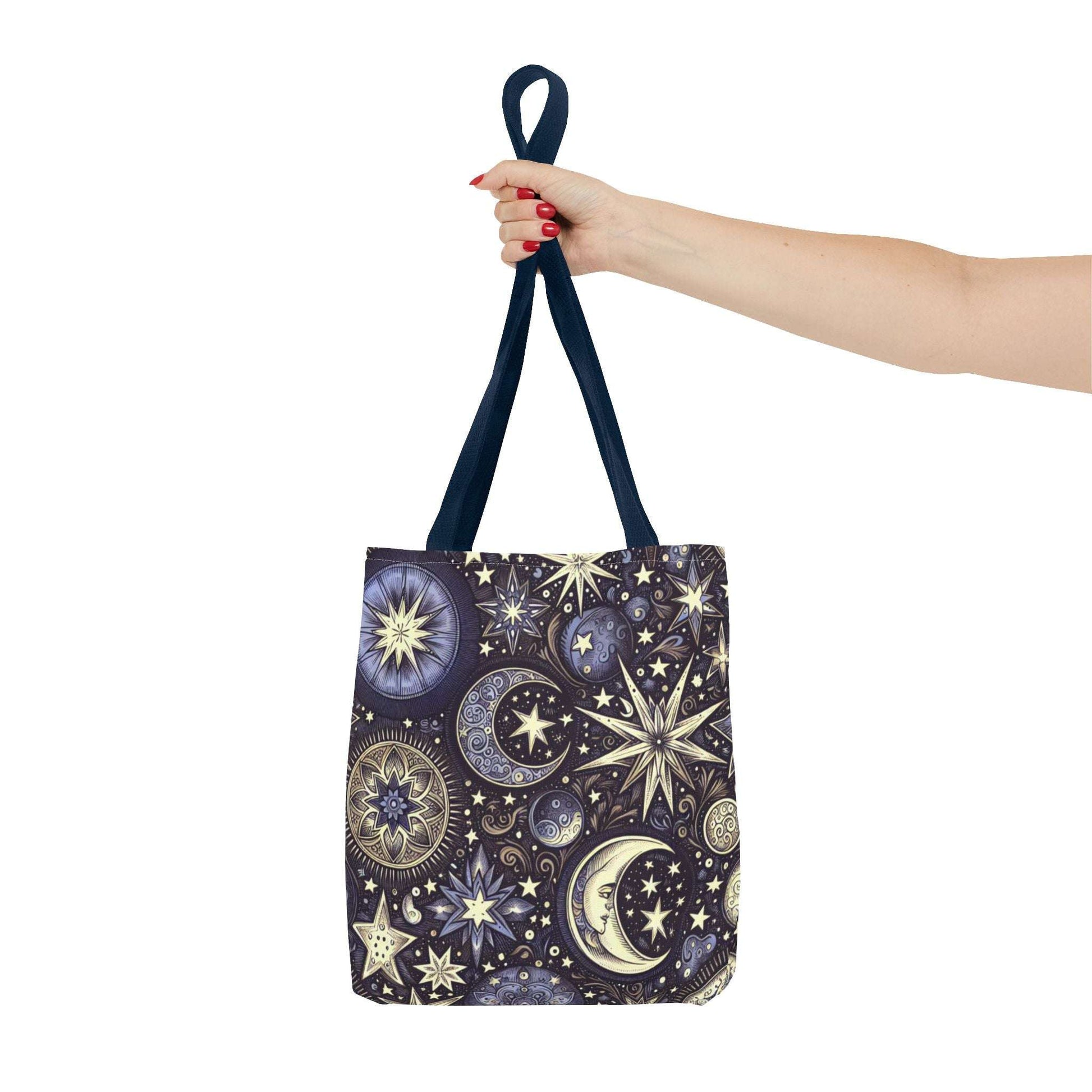 Cosmic Stars and Moons Tote Bag - Celestial Design for Astrology Lovers