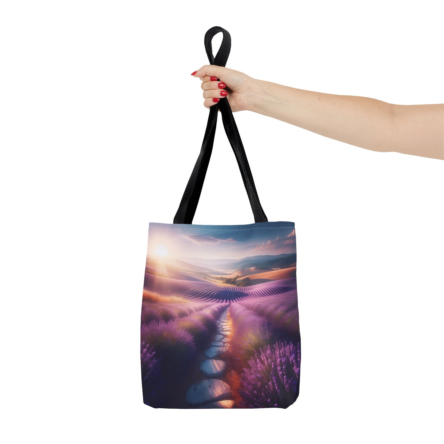 Lavender Fields Tote Bag - Scenic Floral Design for Everyday Use