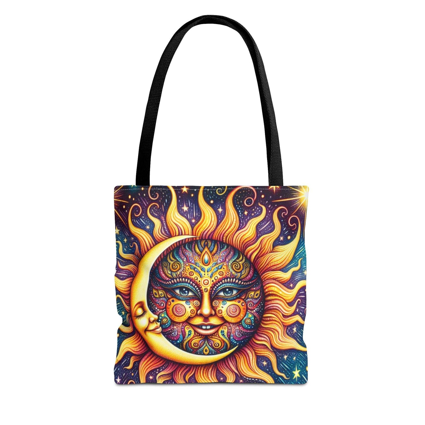 Bohemian Sun and Moon Tote Bag - Colorful Cosmic Design for Eco-Friendly Living