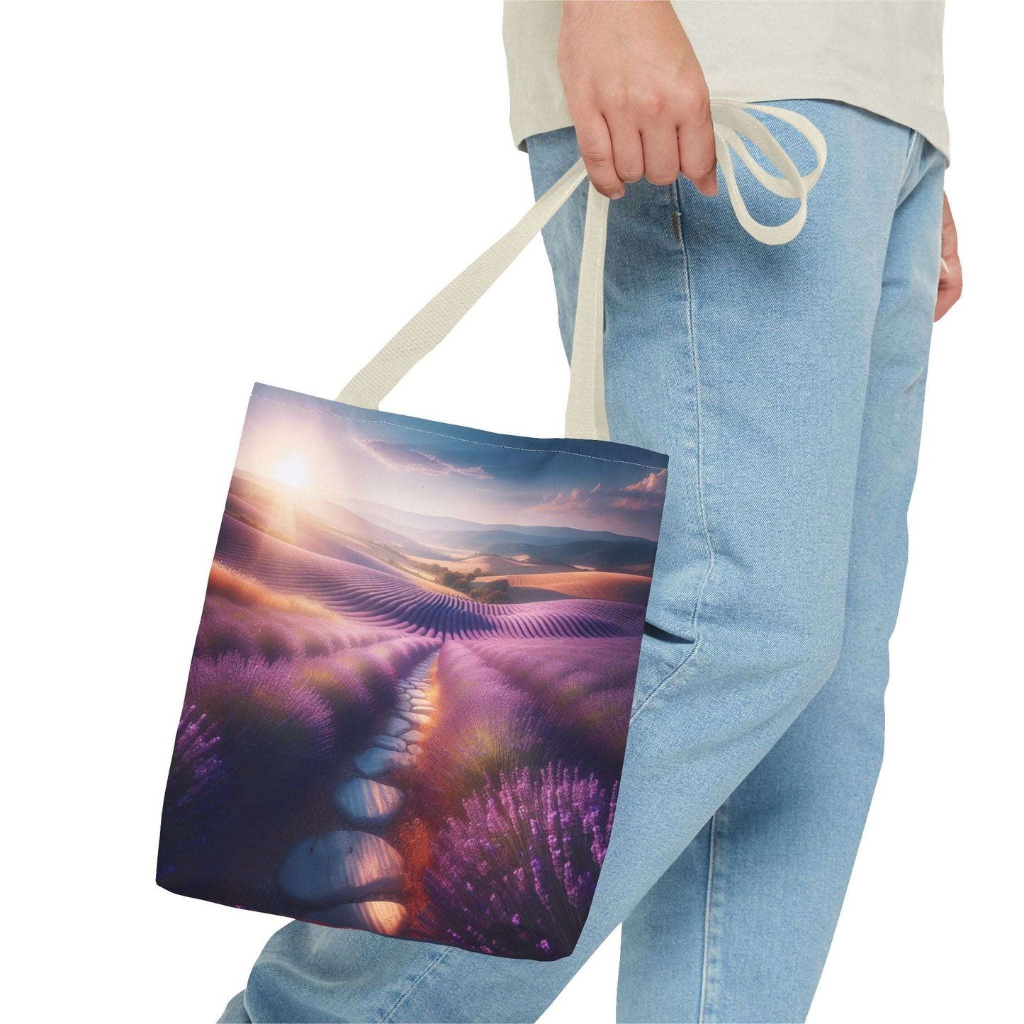 Lavender Fields Tote Bag - Scenic Floral Design for Everyday Use