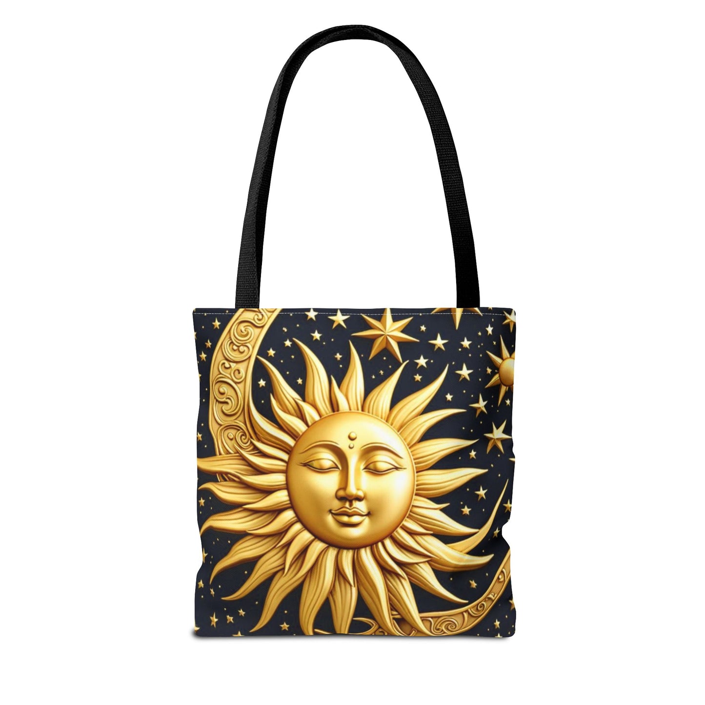 Celestial Sun Tote Bag - Golden Sun & Stars Design