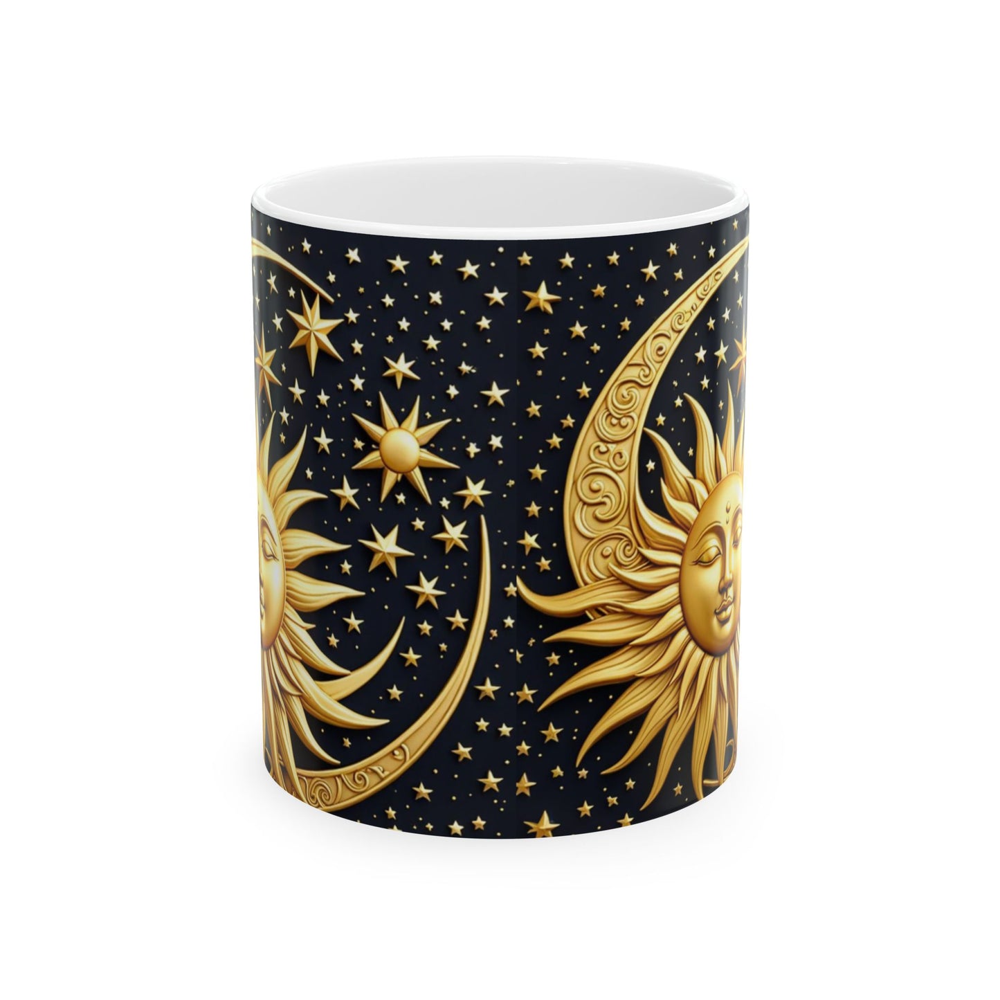 Celestial Sun and Moon Ceramic Mug - 11oz  - Cosmic Drinkware for Astrology Lovers