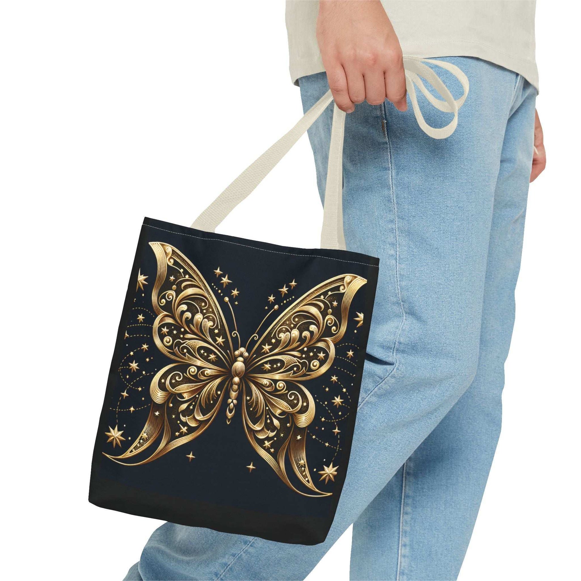 Elegant Golden Butterfly Tote Bag - Perfect for Nature Lovers and Everyday Use