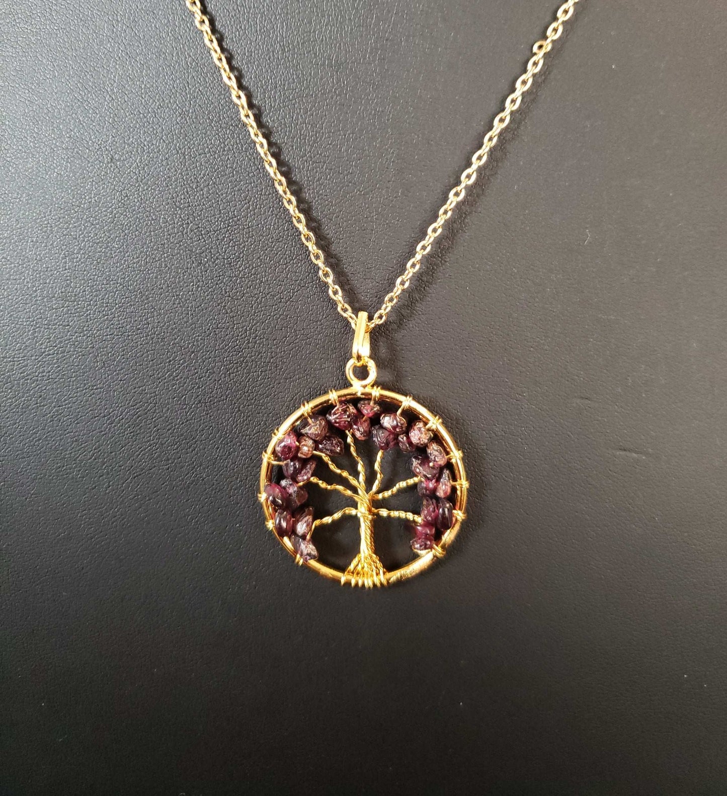 GARNET  TREE OF LIFE NECKLACE