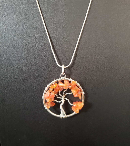 CARNILIAN  TREE OF LIFE NECKLACE