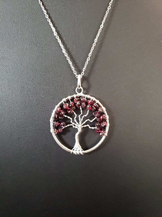 GARNET  TREE OF LIFE NECKLACE