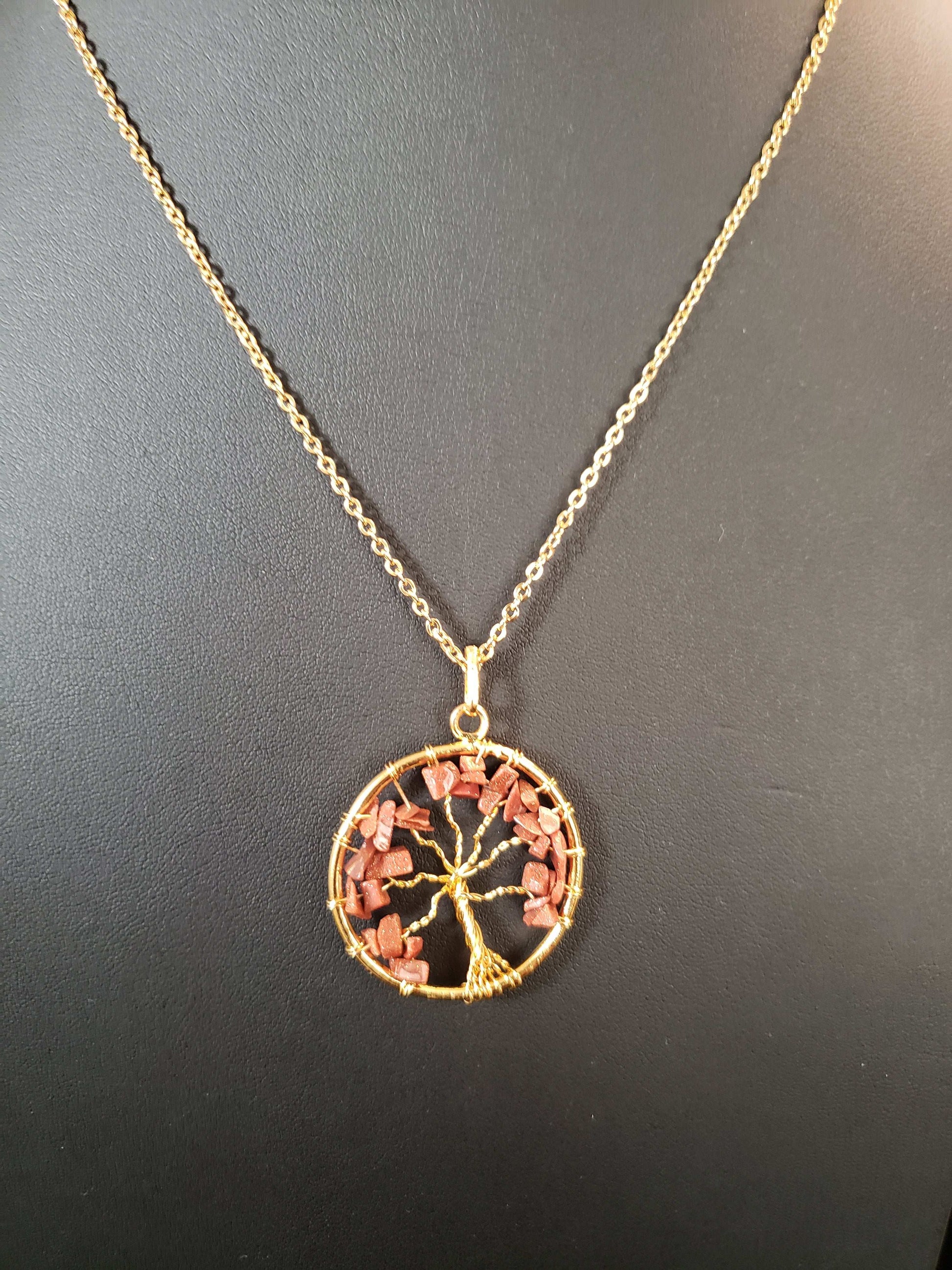 GOLDSTONE  TREE OF LIFE NECKLACE