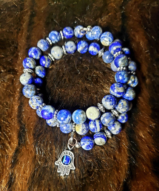 Lapis Lazuli 2 Memory Wire Bracelet