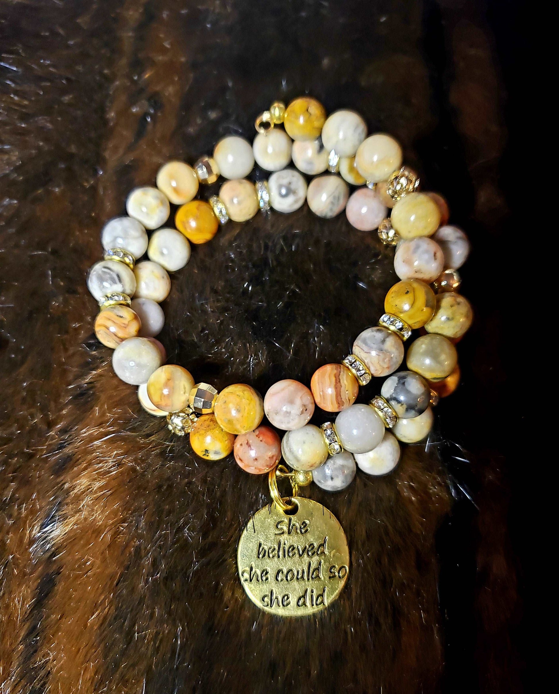 Crazy Lace Agate Memory Wire Bracelet