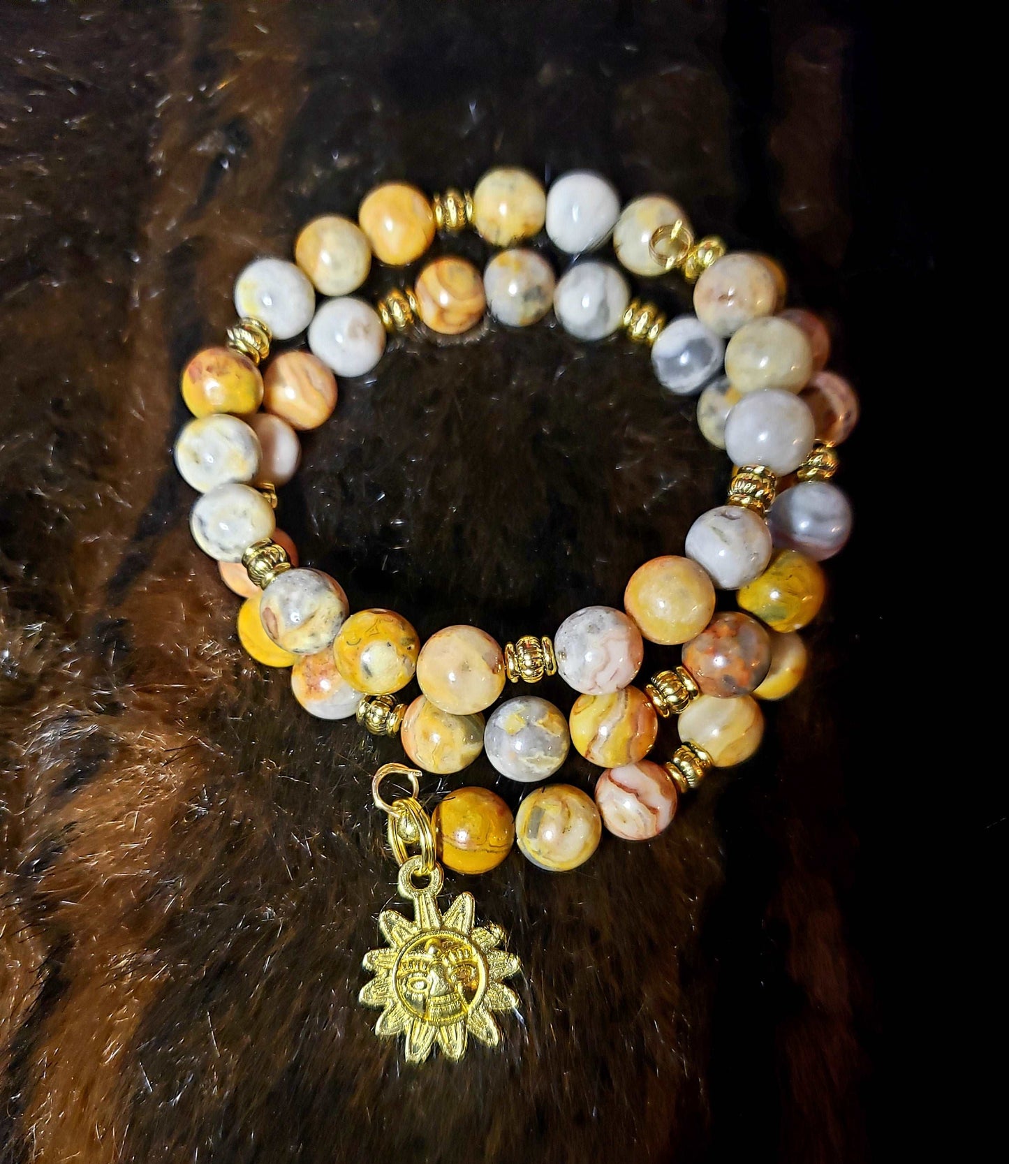 Crazy Lace Agate Memory Wire Bracelet