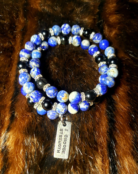 Lapis Lazuli 3 Memory Wire Bracelets