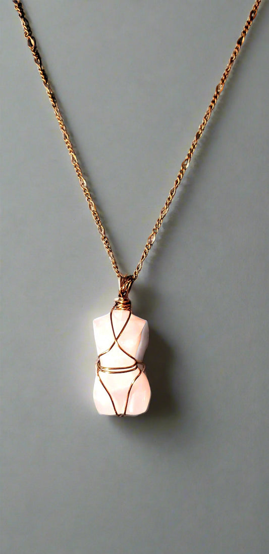 Rose Quartz Goddess Crystal  Necklace