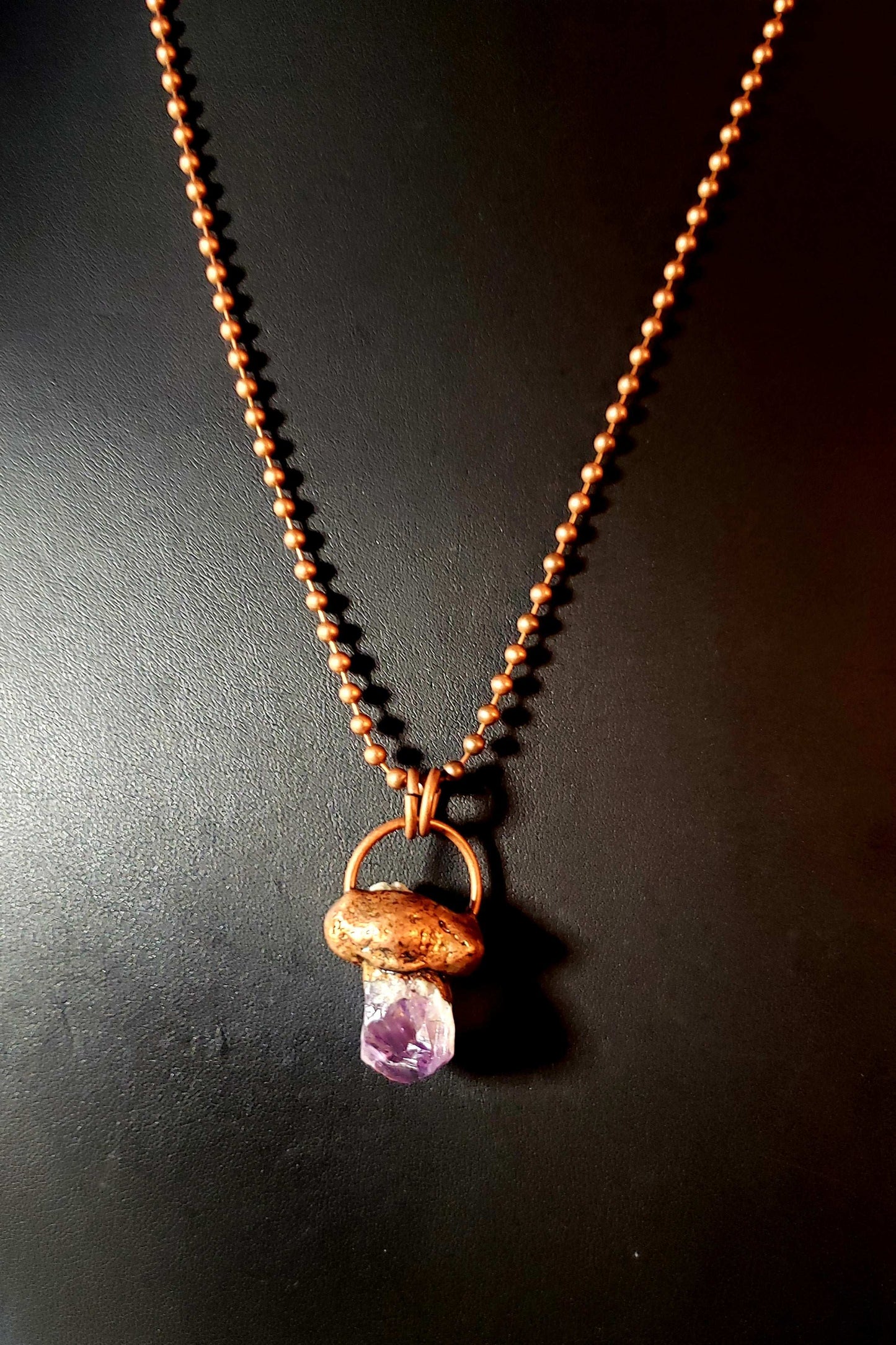 Amethyst Point Antique Copper Necklace