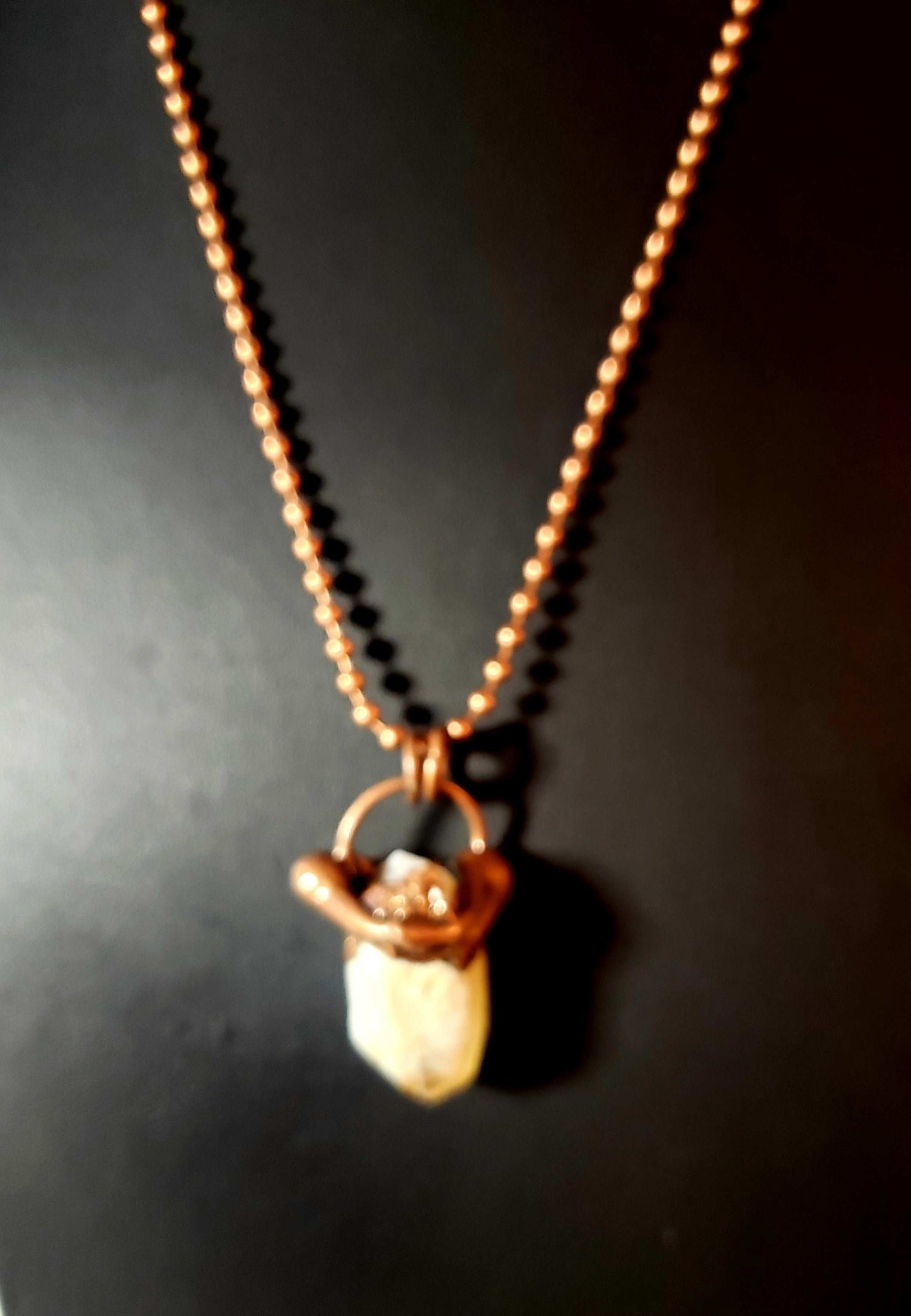 Citrine Cluster Antique Copper Necklace