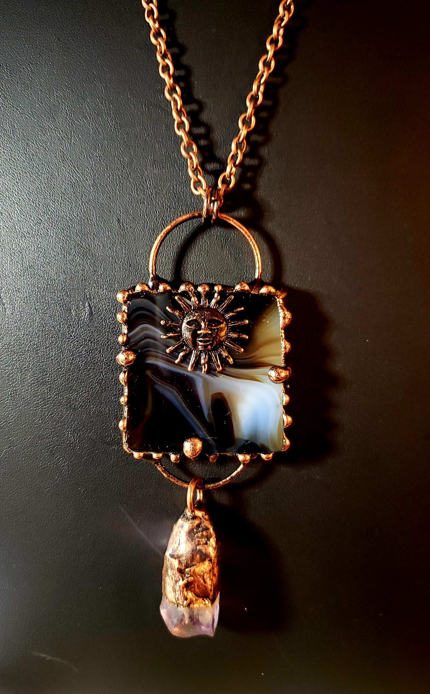 Black Obsidian Antique Copper Necklace