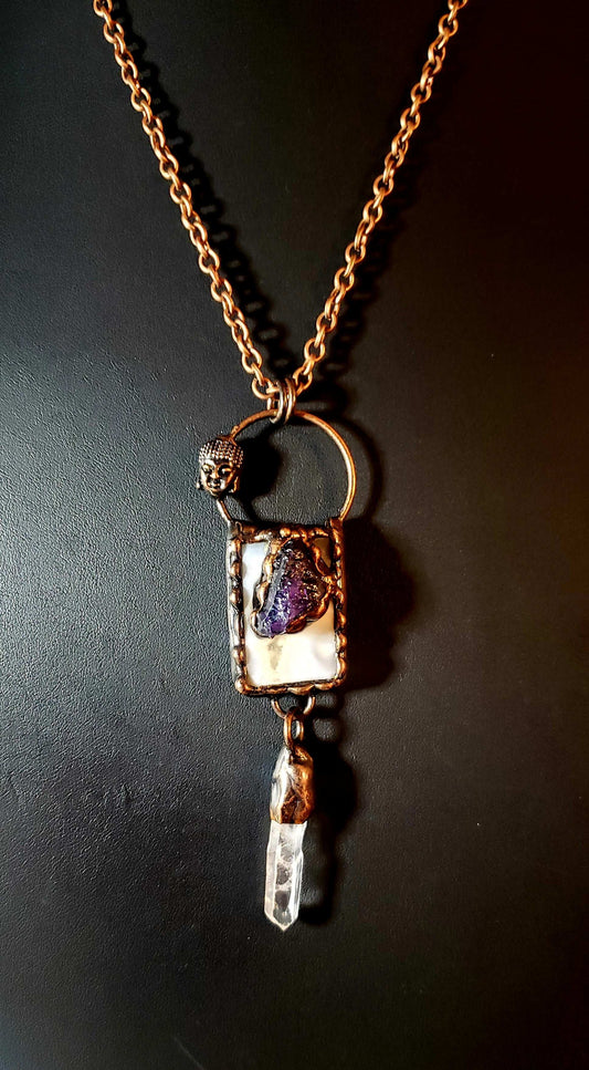 Selenite Antique Copper Pendant